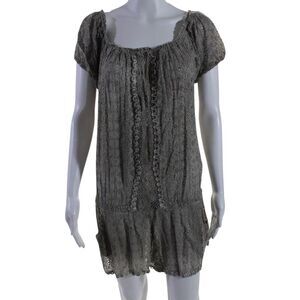 Sunday Tropez Women's Off The Shoulder Eyelet Shorts Romper Gray Size S